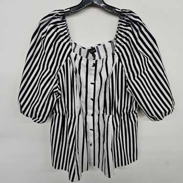 Lane Bryant Black & White Striped Blouse - image 1