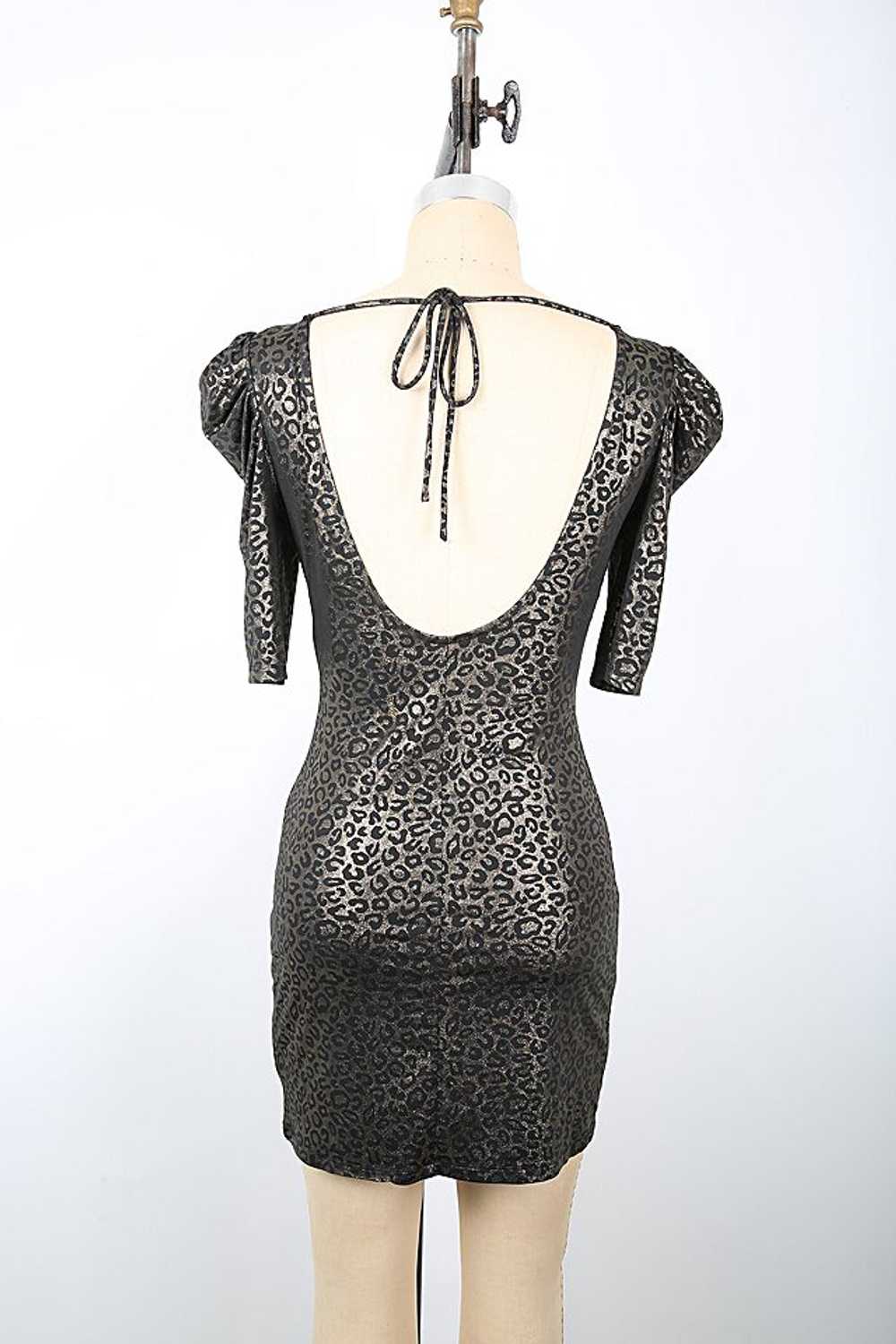 Y2K Gold Metallic Leopard Print Mini Dress Select… - image 3