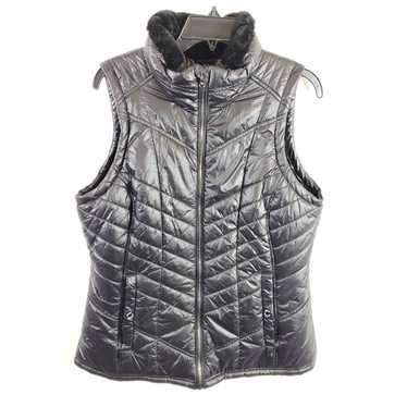 Michael Kors Women Black Quilted Faux Fur Vest L - image 1
