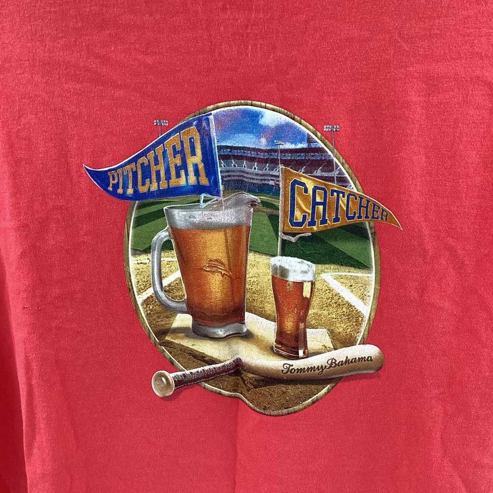 Tommy Bahama Men’s T Shirt Coral Red Baseball Bee… - image 5