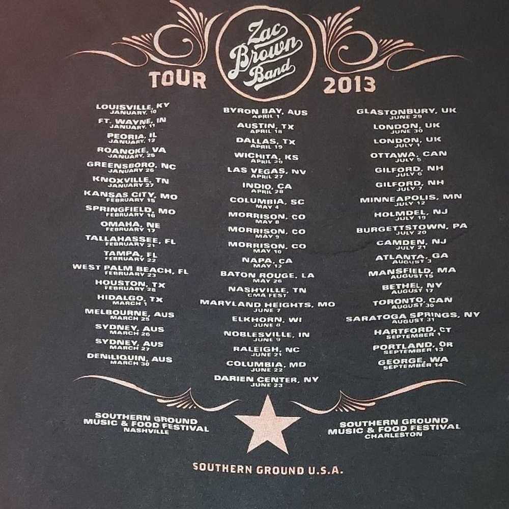 Zac Brown Band 2013 Concert Tour Double Sided Hea… - image 3