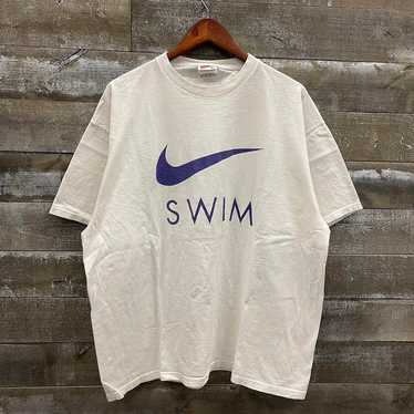 Vintage 1990s Nike Swim Purple Swoosh White Boxy … - image 1