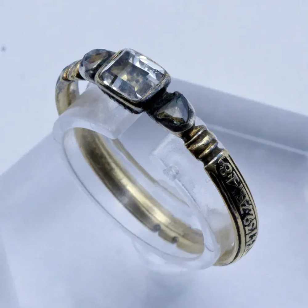 Antique Georgian Skull Memorial Ring Gold crystal… - image 3