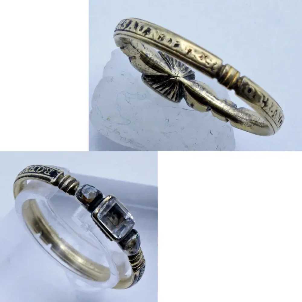 Antique Georgian Skull Memorial Ring Gold crystal… - image 7