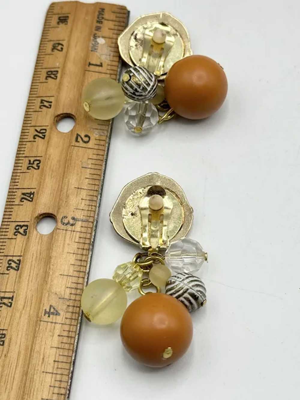 Vintage gold beaded tassel earrings - image 3