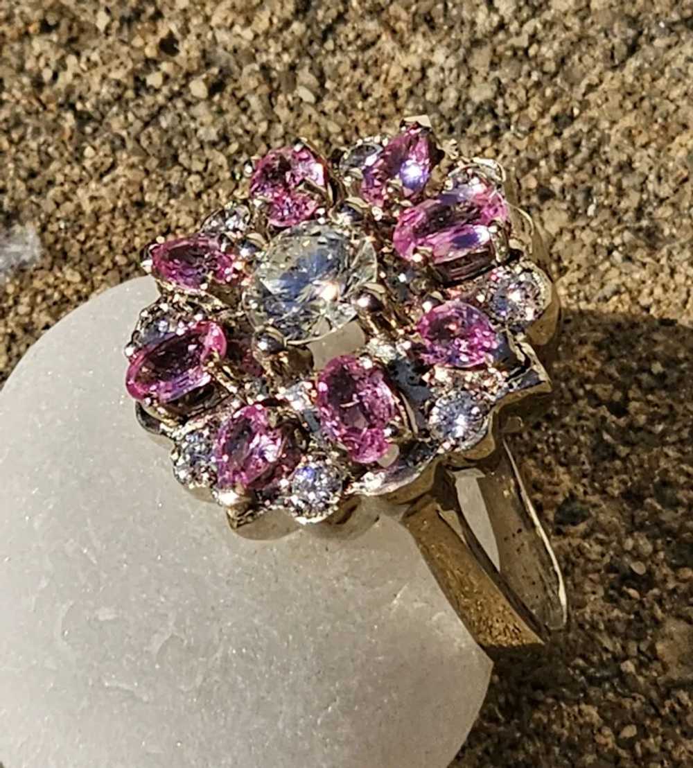 Pink sapphire and diamond ring - image 4