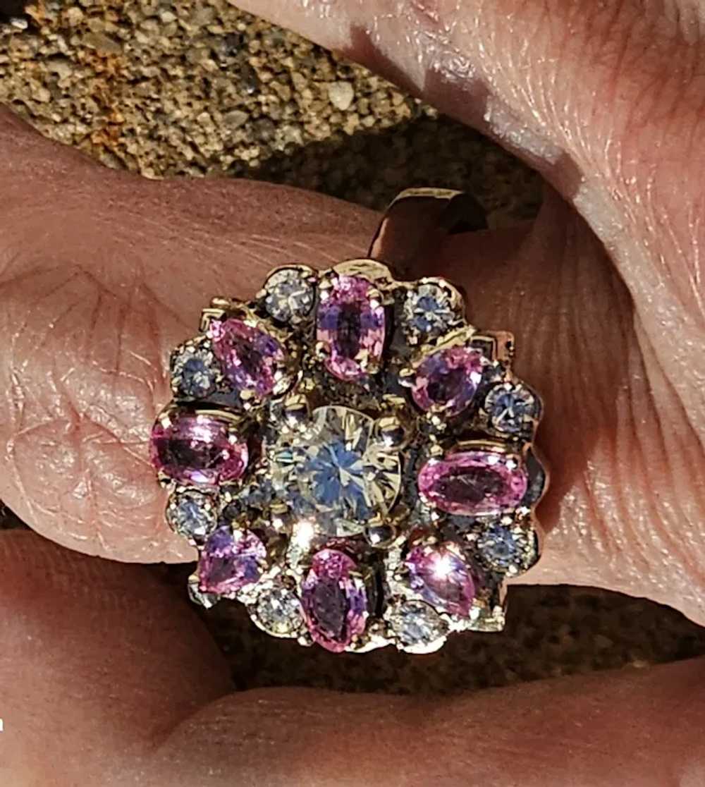 Pink sapphire and diamond ring - image 5
