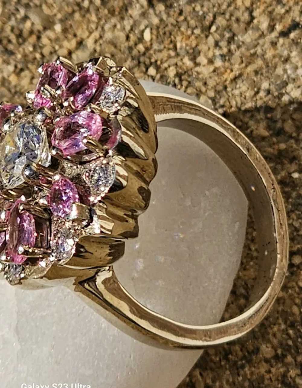 Pink sapphire and diamond ring - image 6