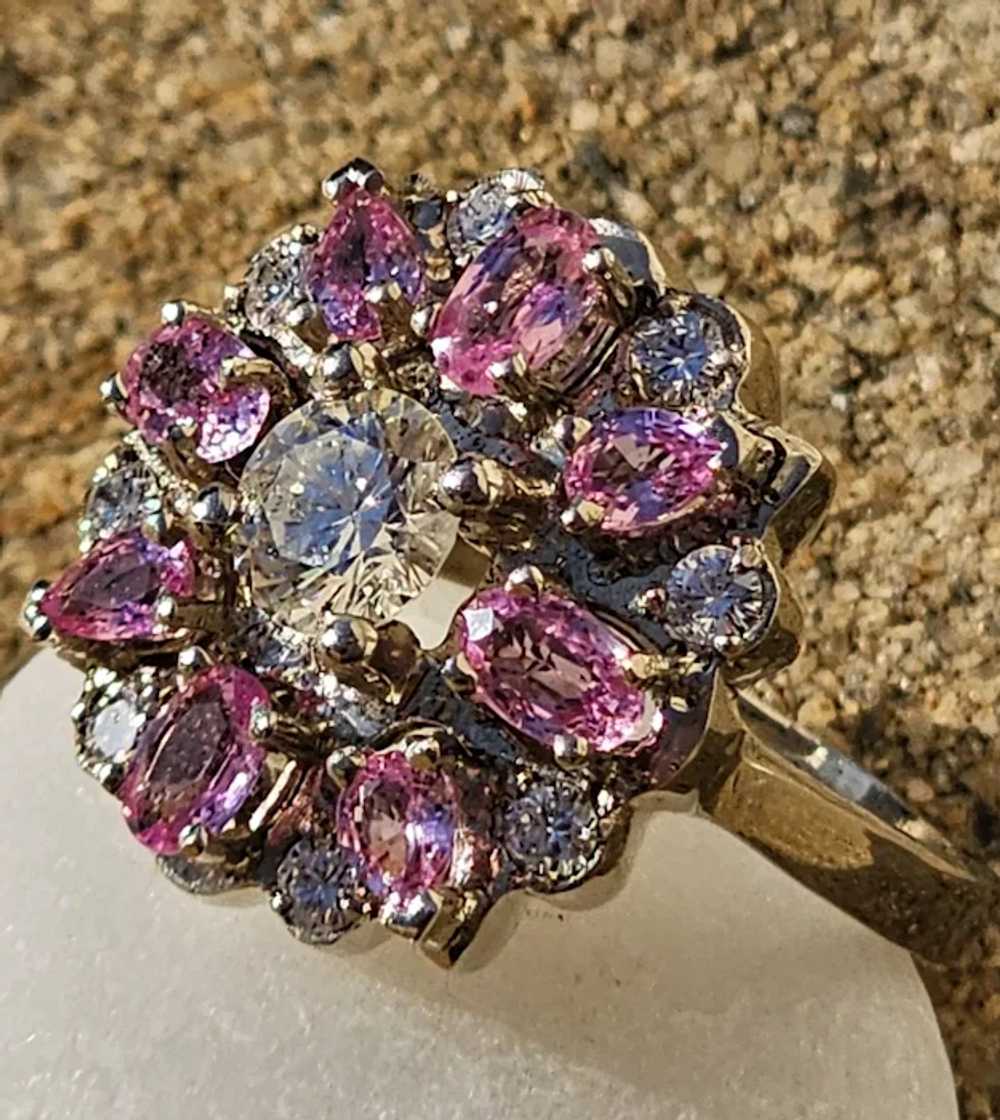 Pink sapphire and diamond ring - image 8