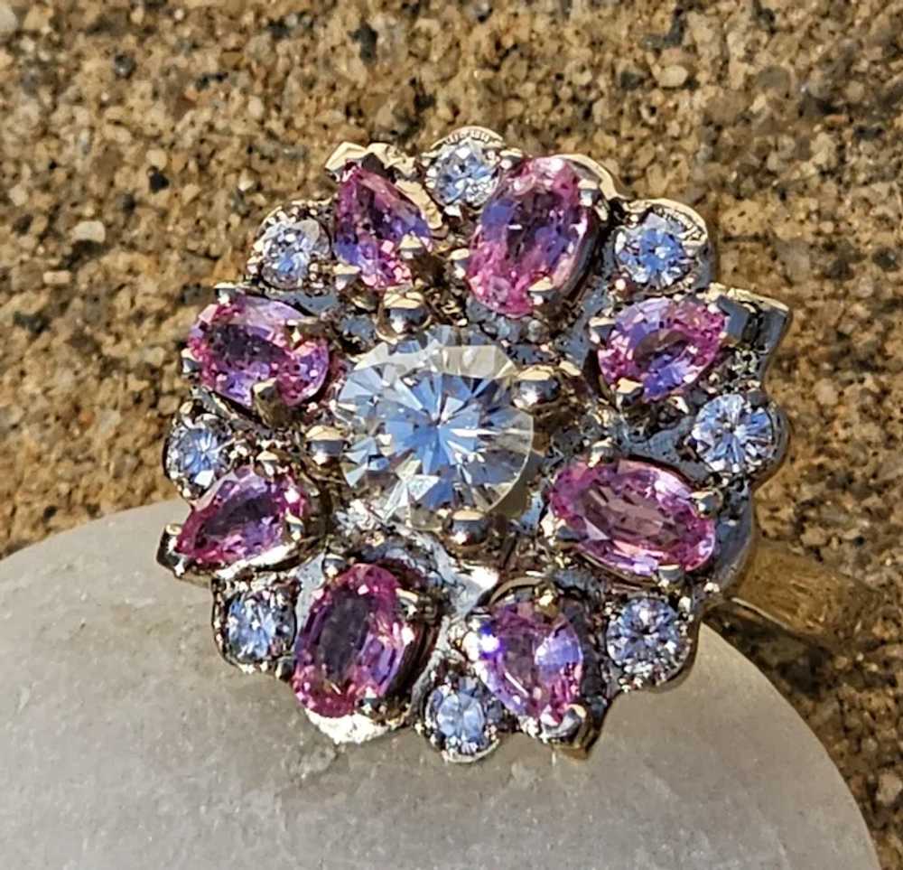 Pink sapphire and diamond ring - image 9