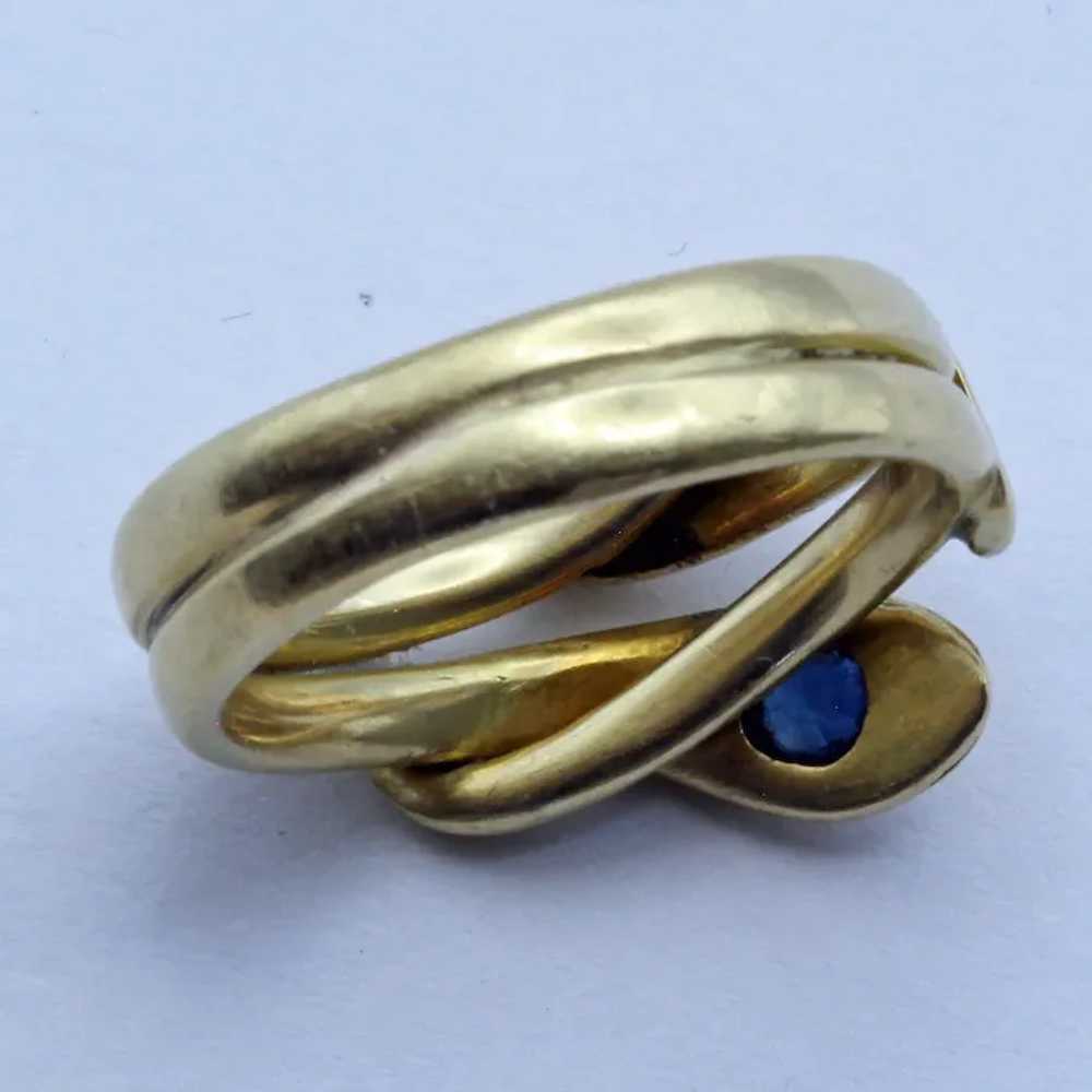 Antique Victorian double snake ring 18k gold diam… - image 10