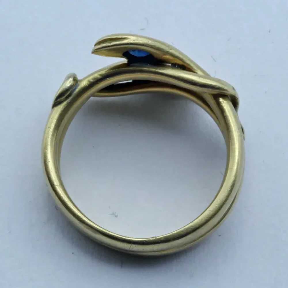 Antique Victorian double snake ring 18k gold diam… - image 7