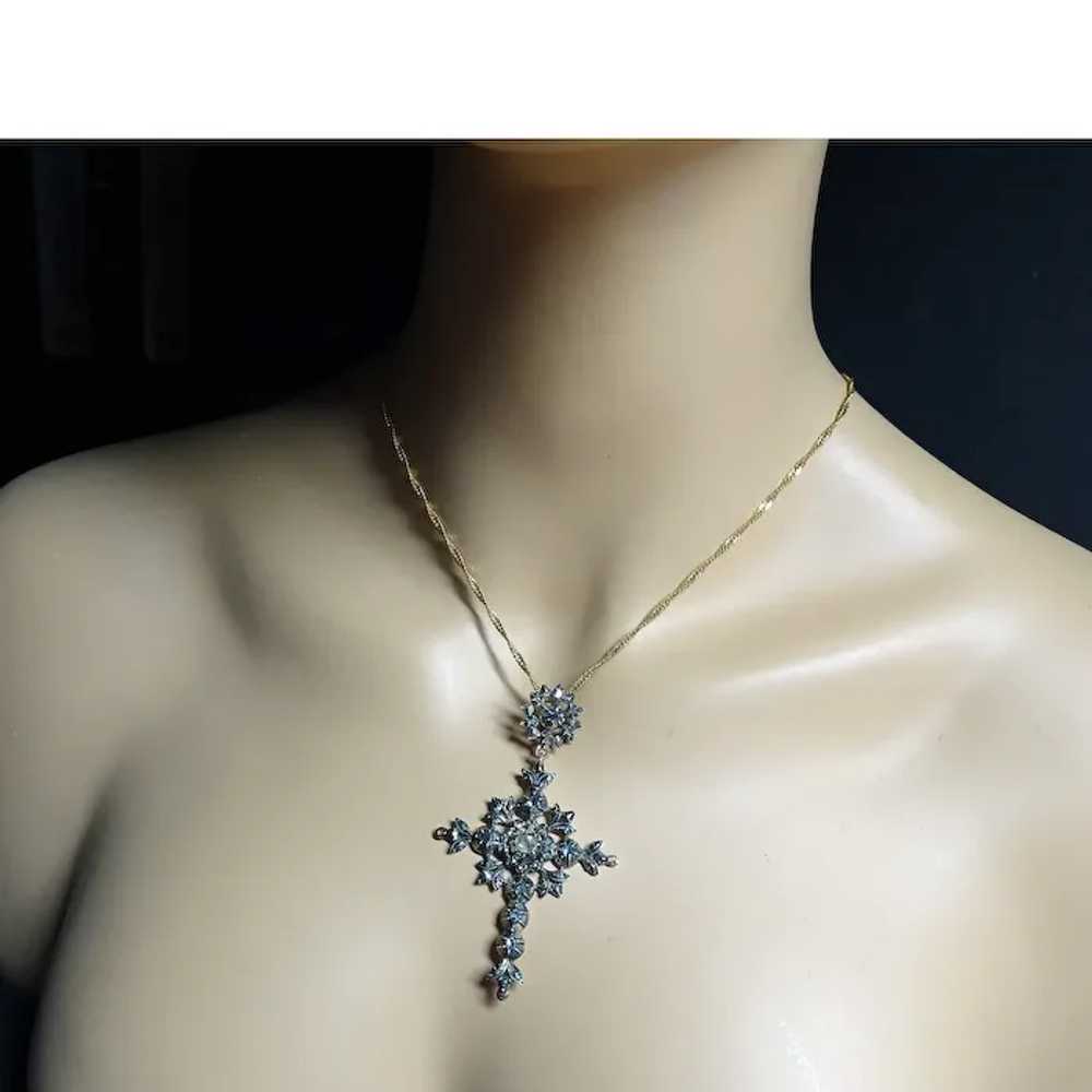 Antique Pendant Cross Gold Silver Diamonds Georgi… - image 7