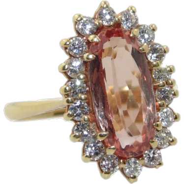 Imperial Topaz and Diamond Halo Ring in 18k Yello… - image 1