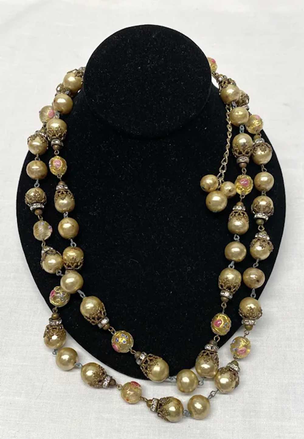 Vintage 1960's Miriam Haskell Style Necklace ~ Ba… - image 2