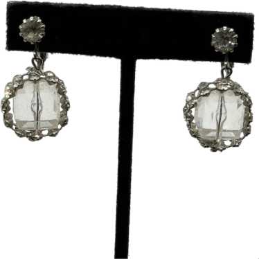 Vintage celebrity crystal rhinestone drop earrings - image 1