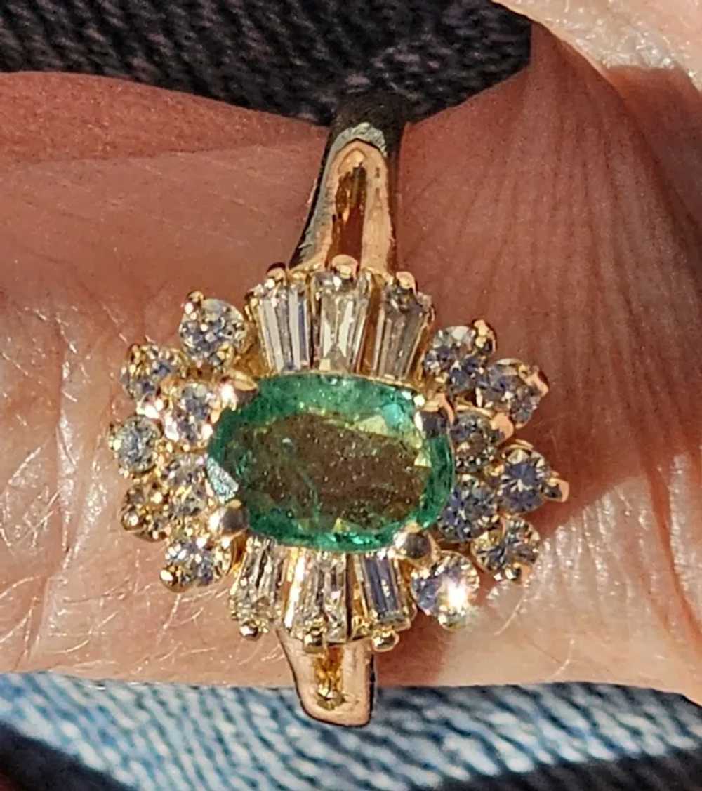 Emerald and diamond ballerina ring - image 10