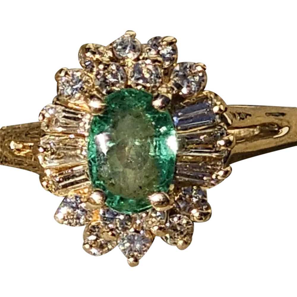 Emerald and diamond ballerina ring - image 1