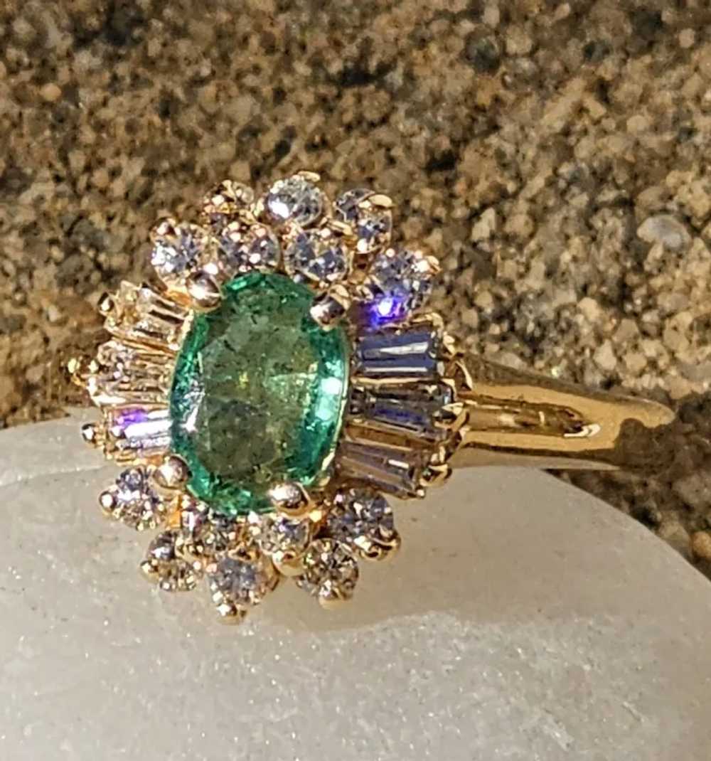 Emerald and diamond ballerina ring - image 2