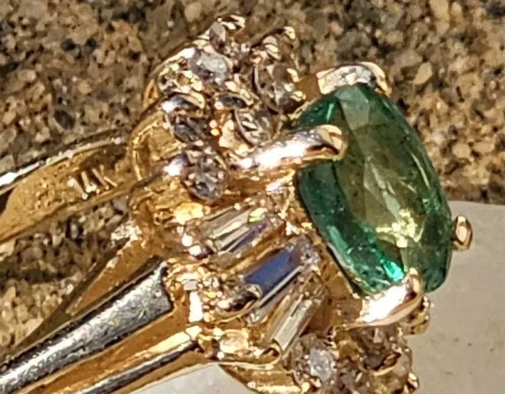 Emerald and diamond ballerina ring - image 3