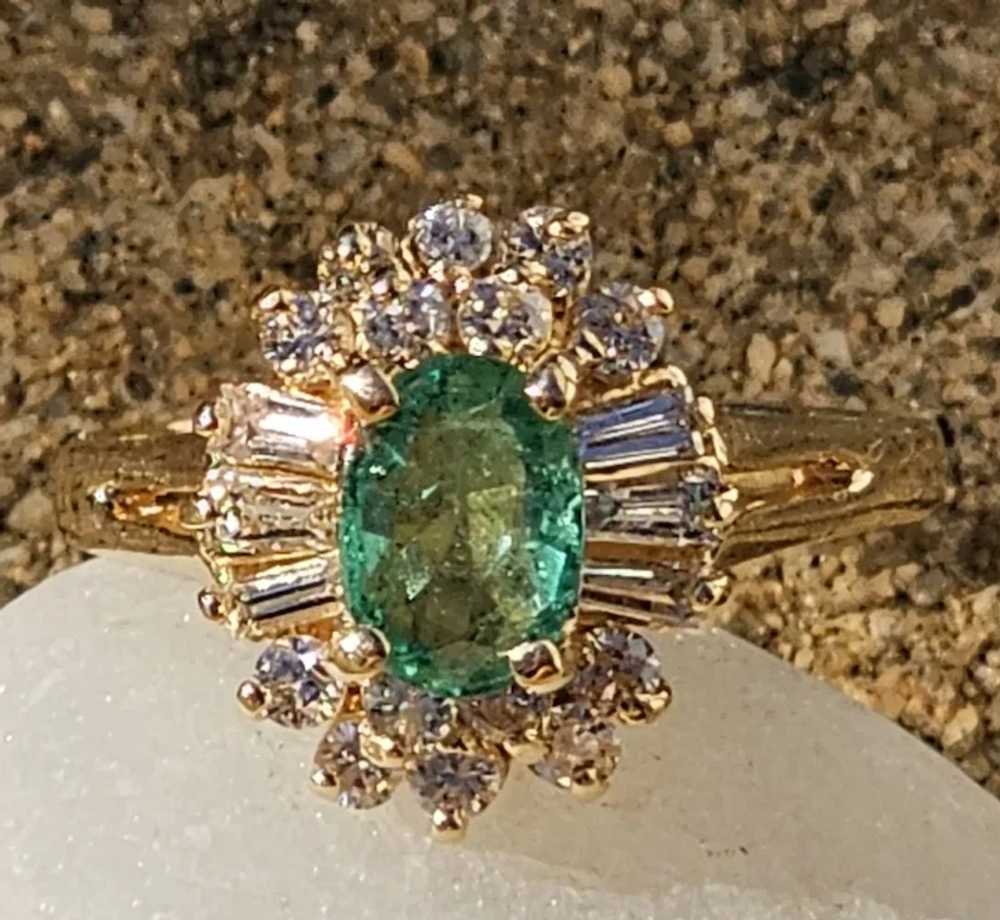 Emerald and diamond ballerina ring - image 4