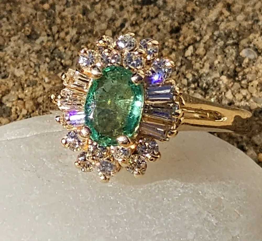 Emerald and diamond ballerina ring - image 6