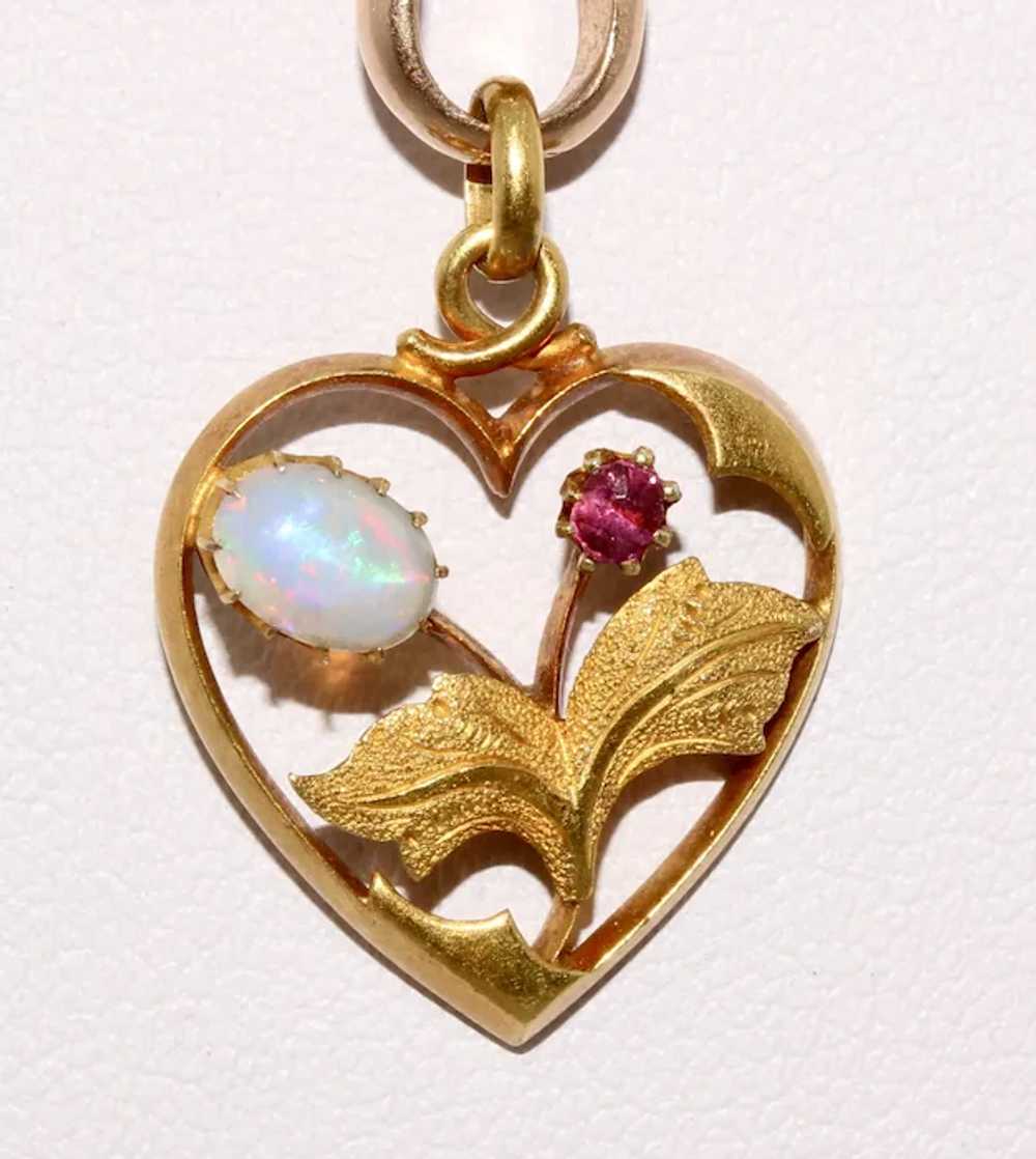 Antique Victorian Art Nouveau 15K Gold Opal Ruby … - image 11