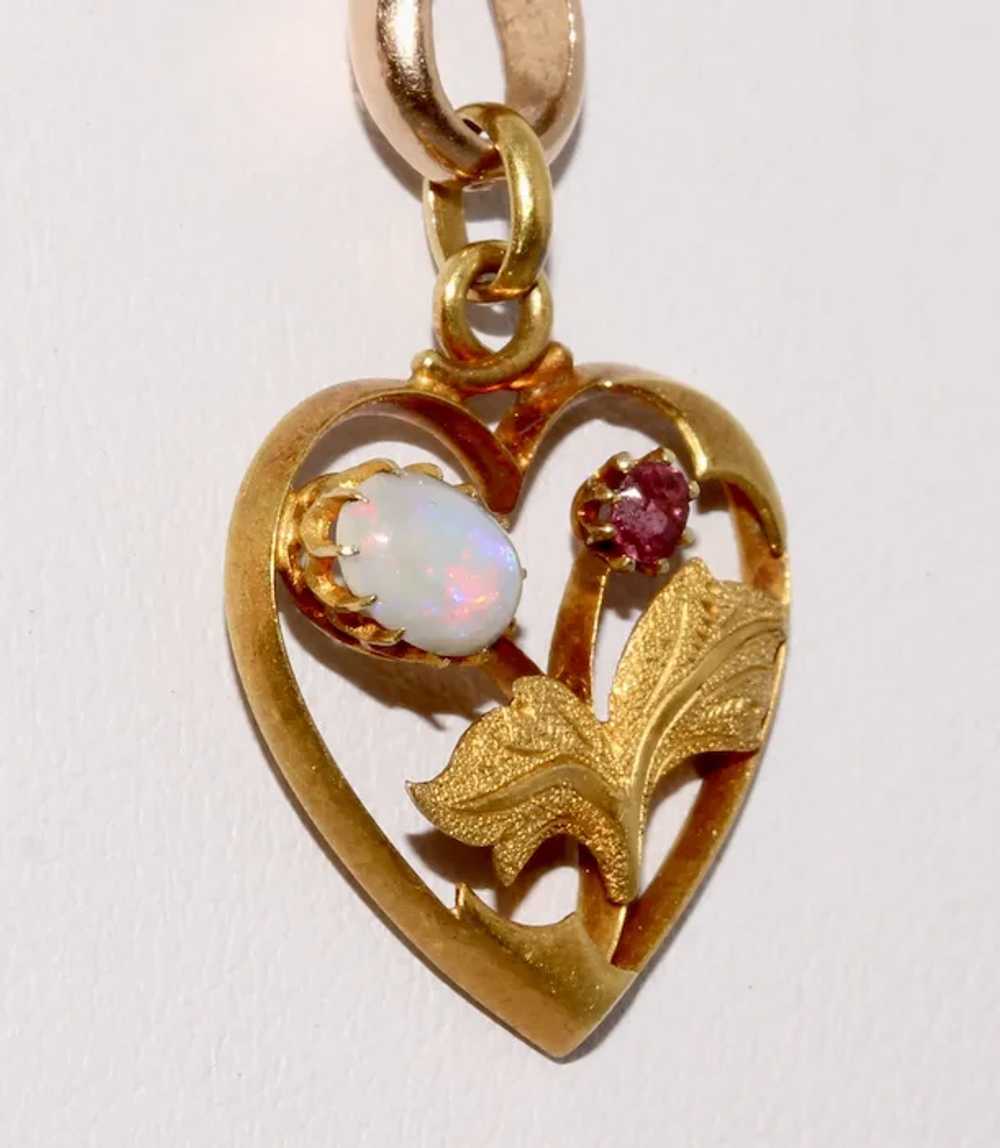 Antique Victorian Art Nouveau 15K Gold Opal Ruby … - image 12