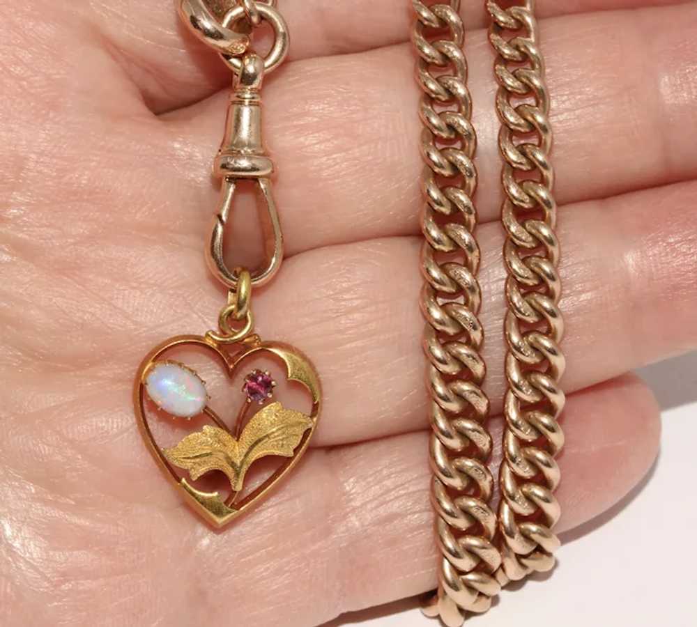 Antique Victorian Art Nouveau 15K Gold Opal Ruby … - image 3