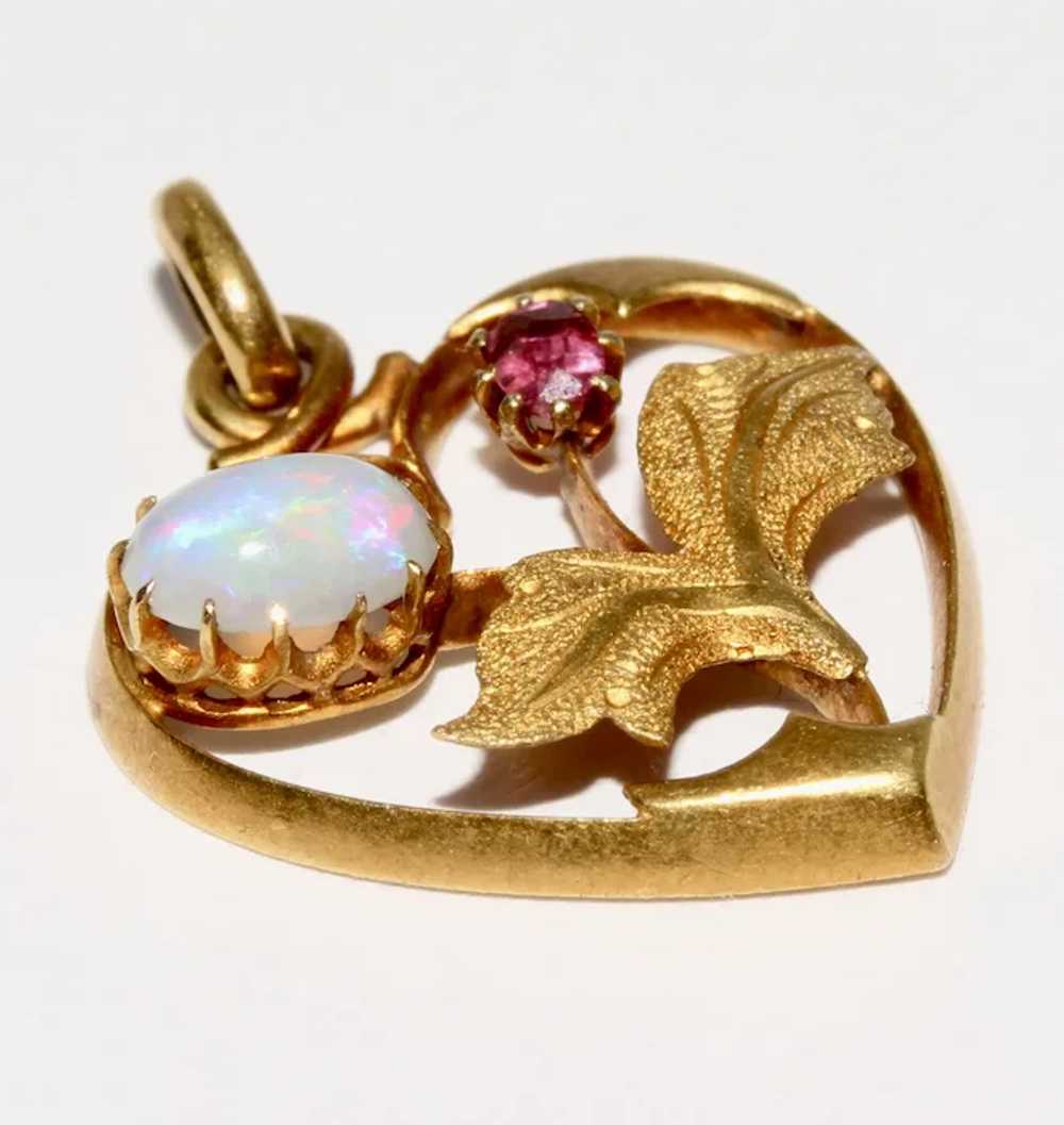 Antique Victorian Art Nouveau 15K Gold Opal Ruby … - image 8