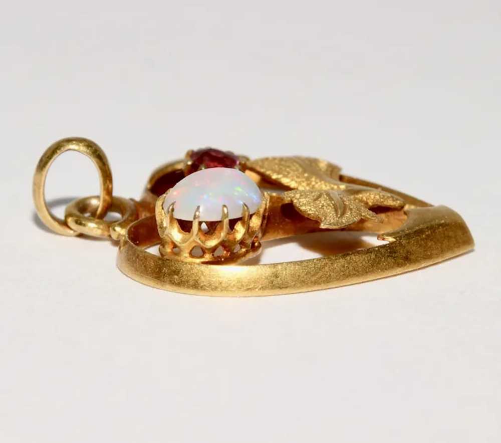 Antique Victorian Art Nouveau 15K Gold Opal Ruby … - image 9