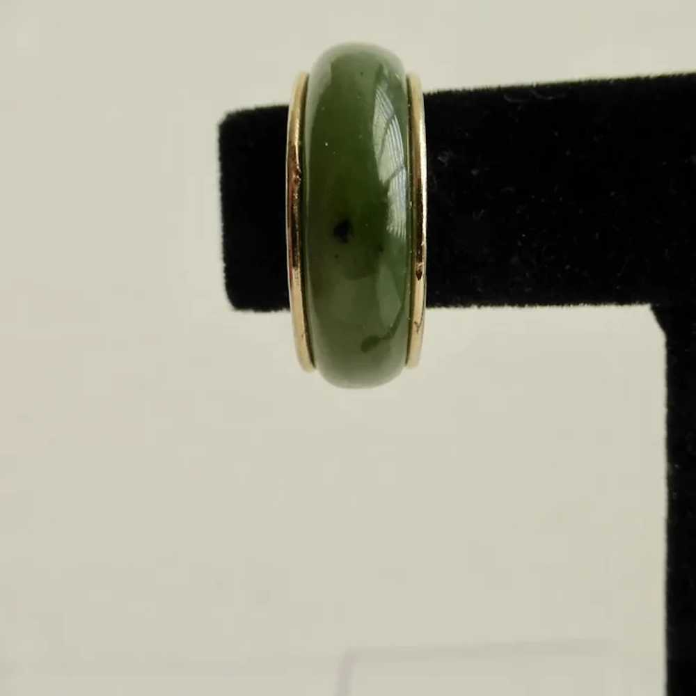 Nephrite Green Jade Band Set in Gold tone Band, 6… - image 7