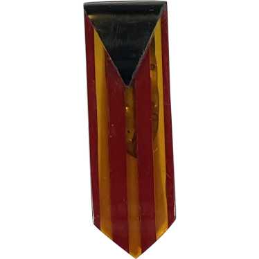 Rare Patriotic Striped Bakelite Flag Dress Clip - image 1