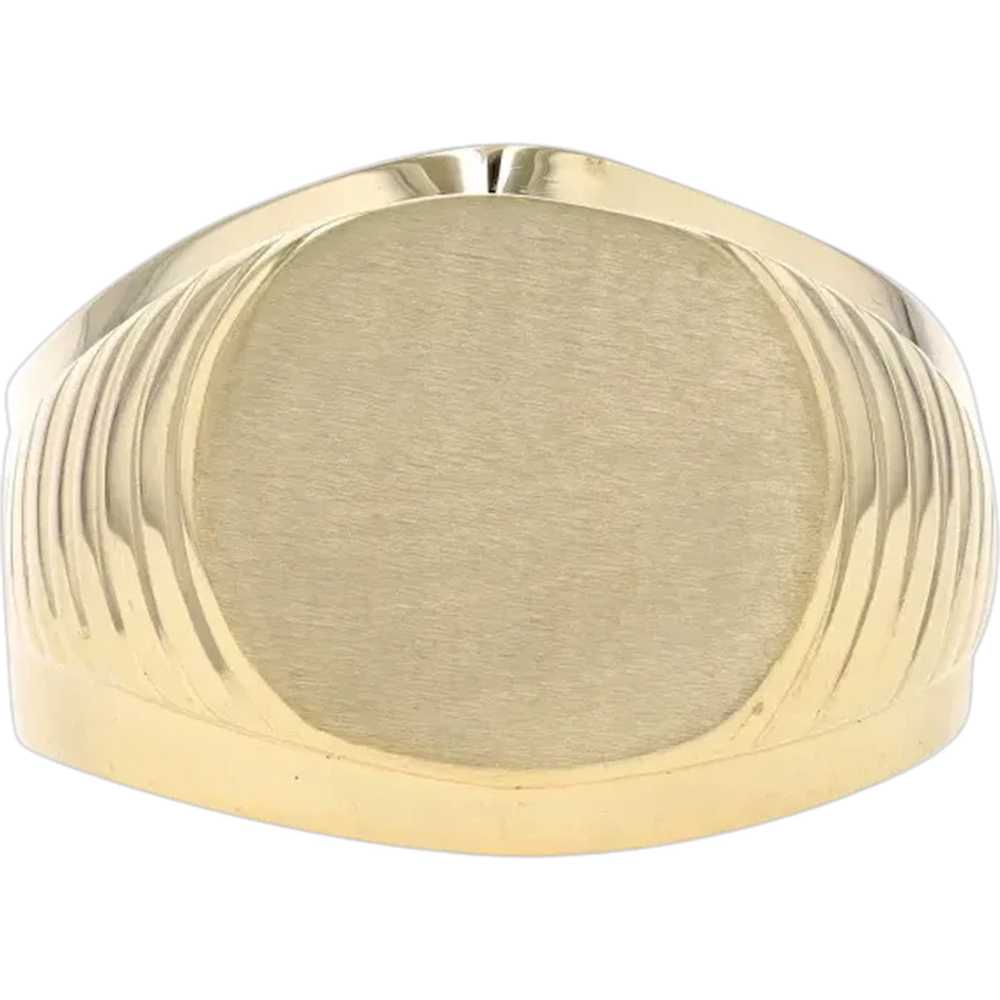 Yellow Gold Engravable Signet Men's Ring - 10k - image 1