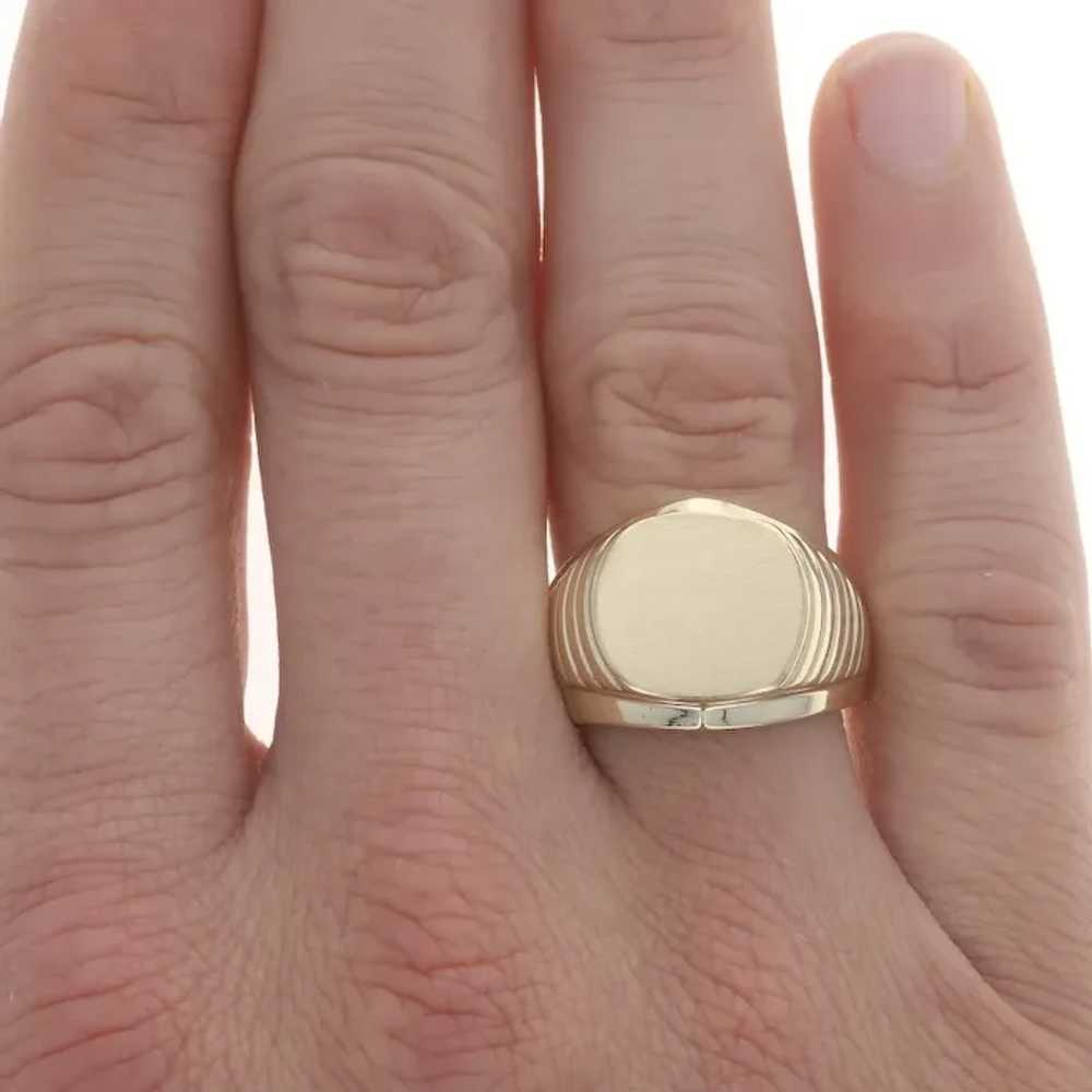 Yellow Gold Engravable Signet Men's Ring - 10k - image 2