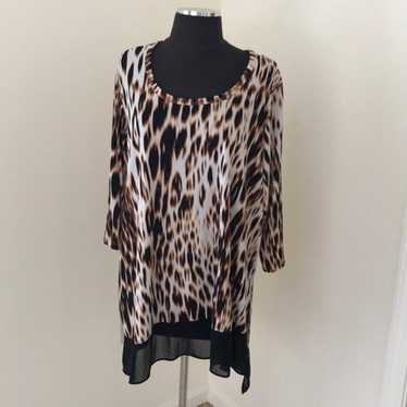 Karen Kane 2X Printed Asymmetrical Top