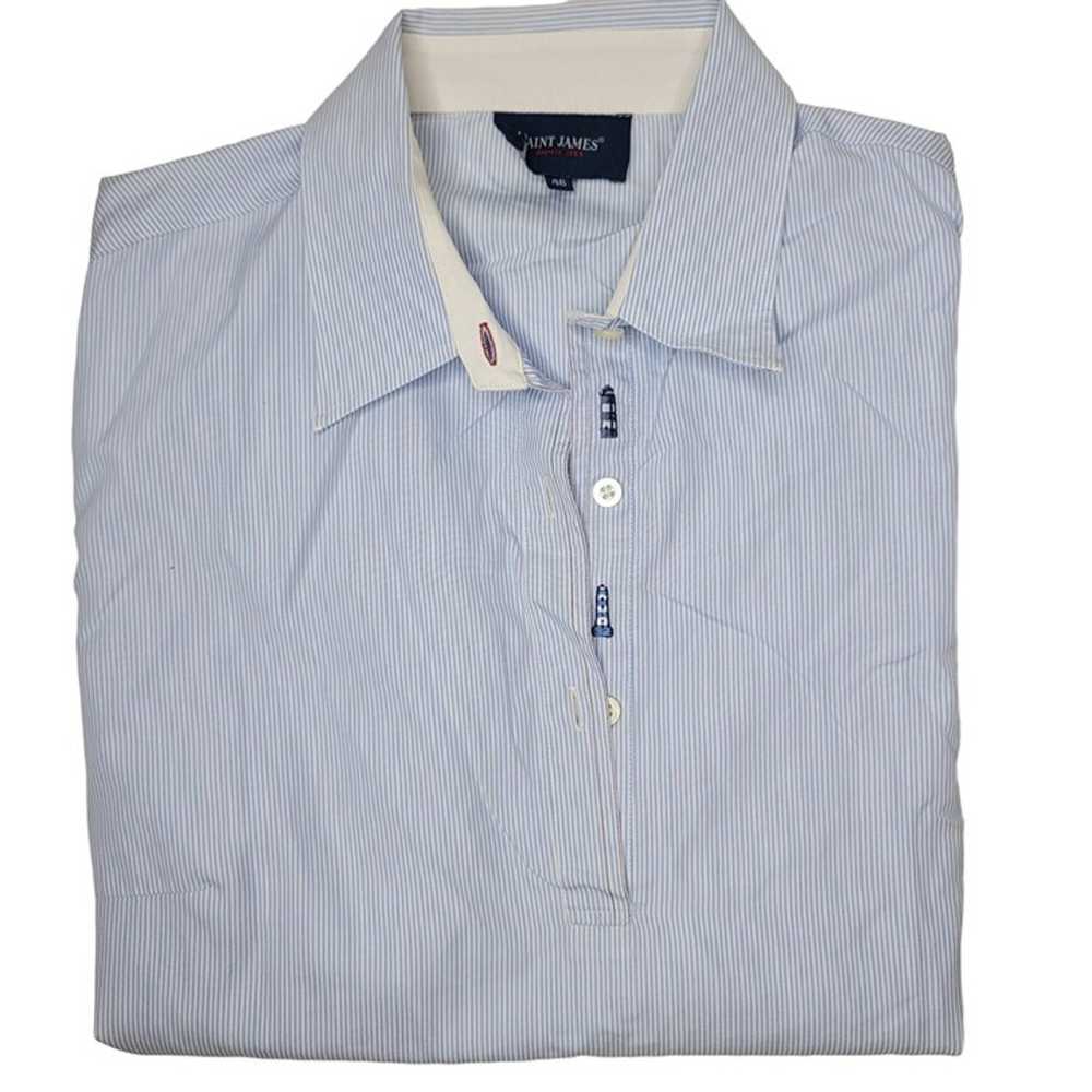 Saint James pinstriped 100% cotton collared shirt… - image 2