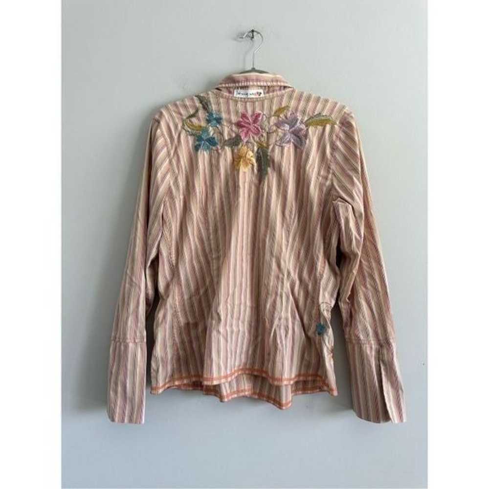 Johnny Was Striped Embroidered Floral
Button Up S… - image 2
