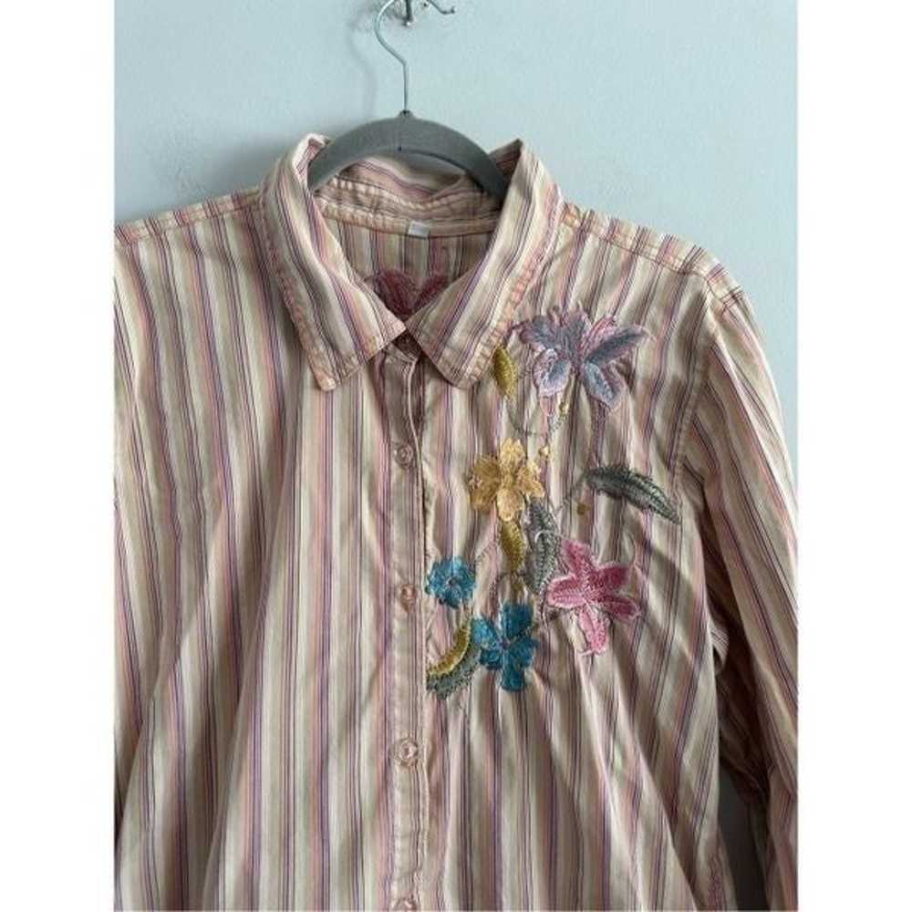 Johnny Was Striped Embroidered Floral
Button Up S… - image 5