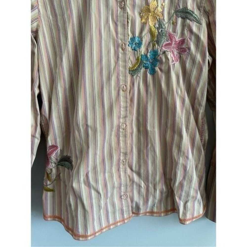 Johnny Was Striped Embroidered Floral
Button Up S… - image 6