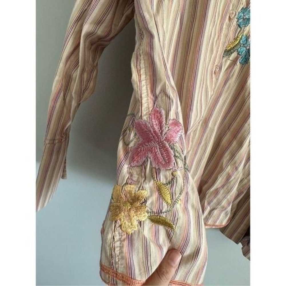 Johnny Was Striped Embroidered Floral
Button Up S… - image 7