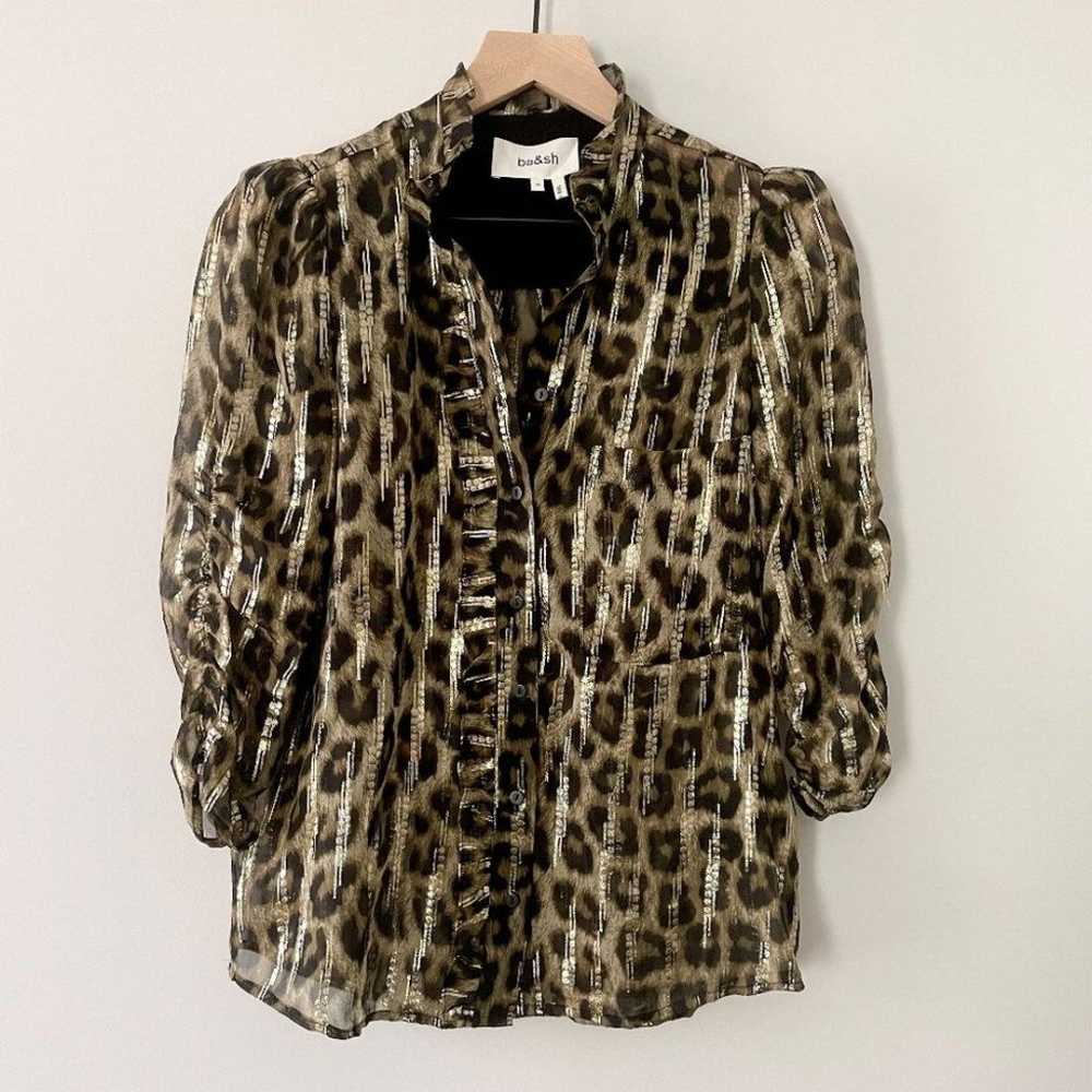 Ba&sh Jaura Silk Blouse XSmall Leopard Animal Pri… - image 3