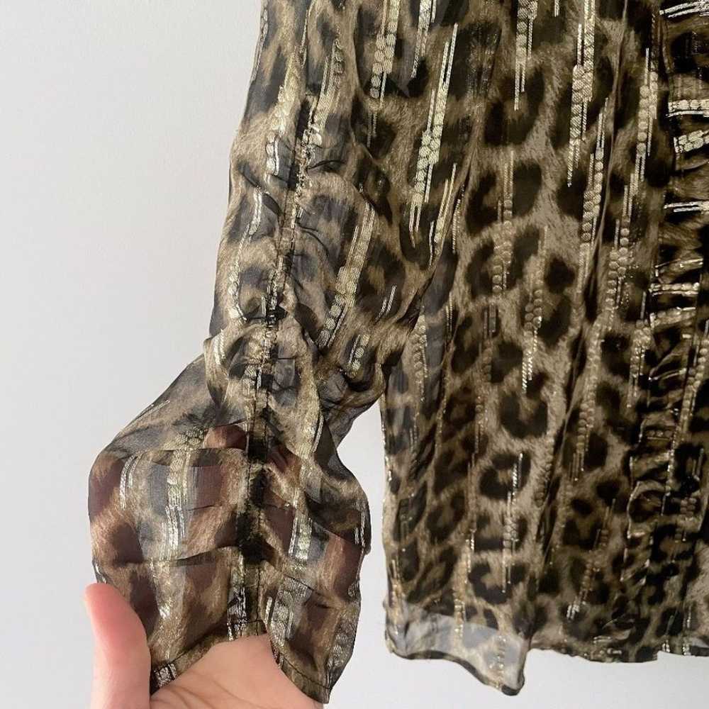 Ba&sh Jaura Silk Blouse XSmall Leopard Animal Pri… - image 6