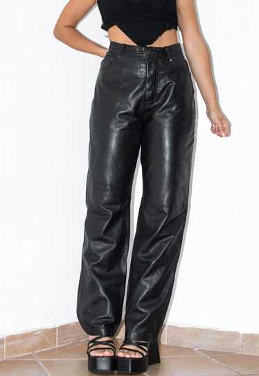 90s Thick Wide Leg Genuine Leather Pants