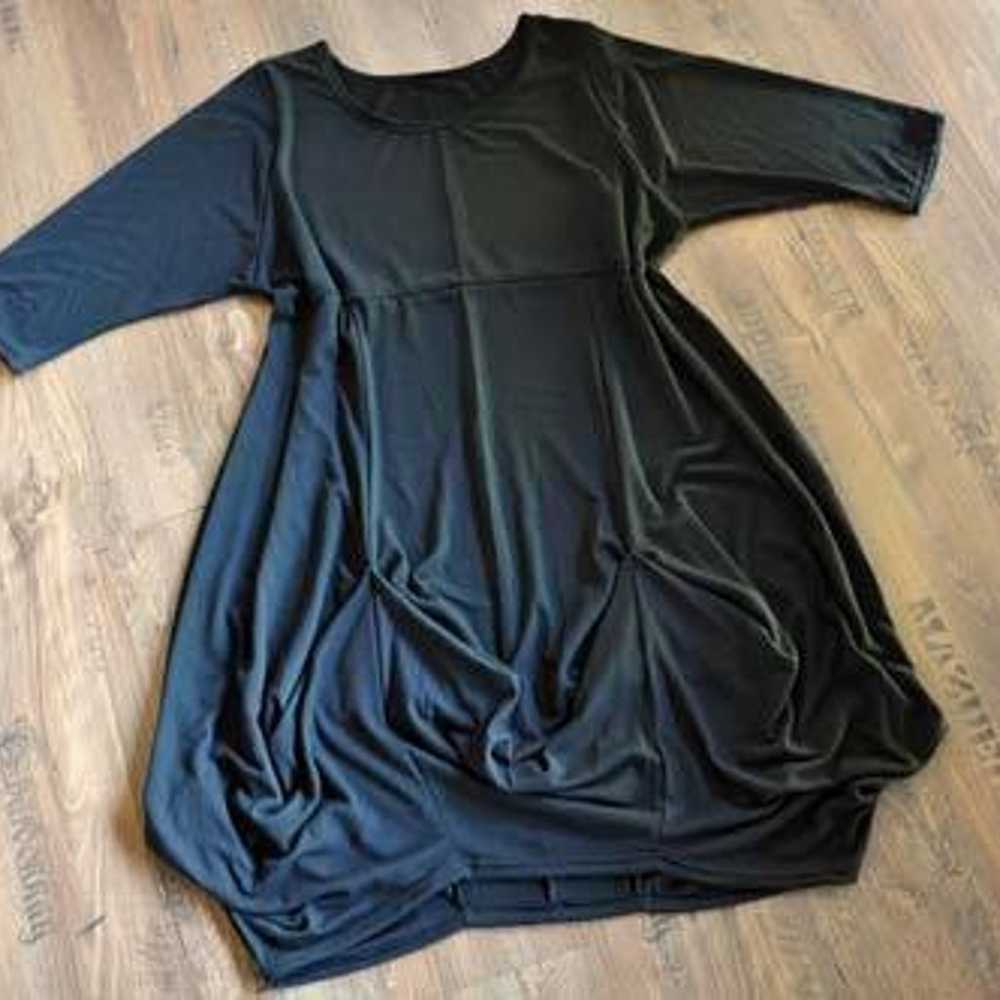 Lagenlook Ballon-Kleid-schwarz Jersey Wolkenraffu… - image 1