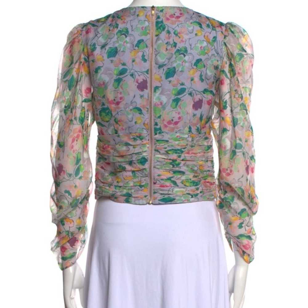 Amur Silk Floral Print Ruched Waist Long Sleeve T… - image 3