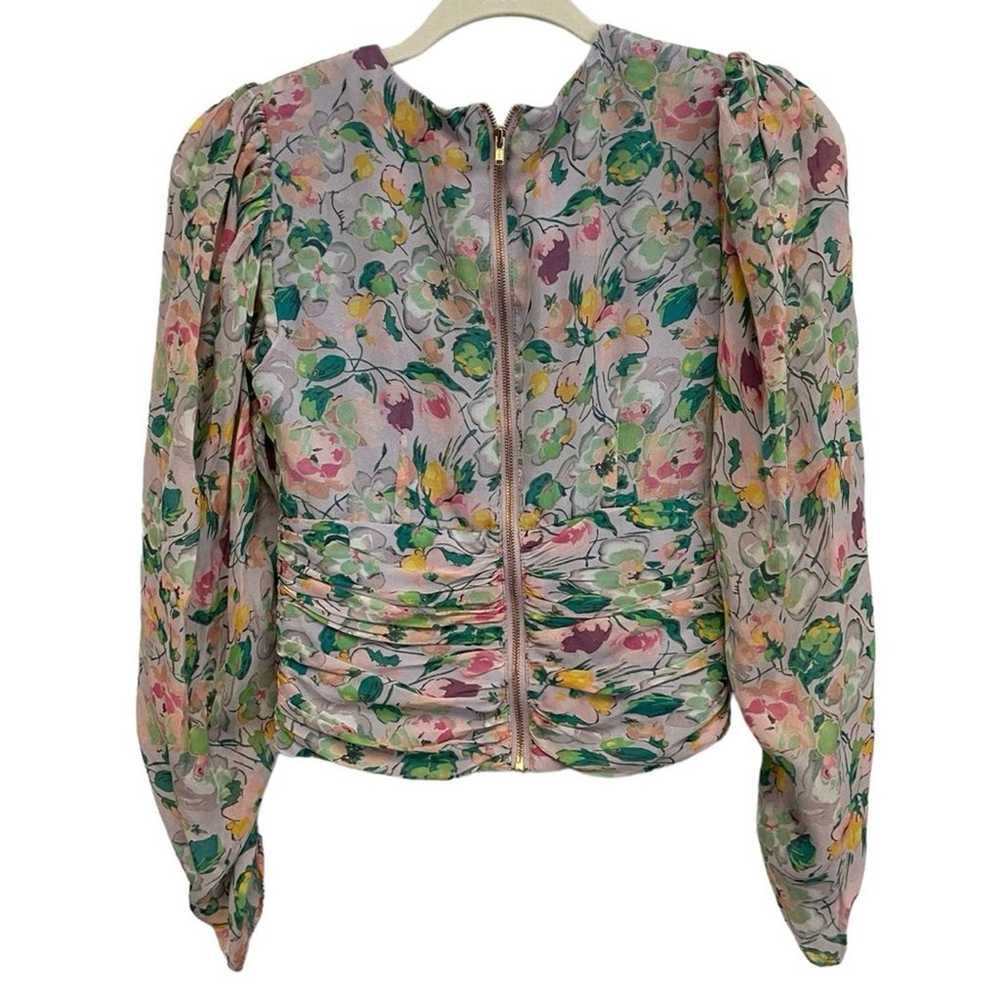 Amur Silk Floral Print Ruched Waist Long Sleeve T… - image 7