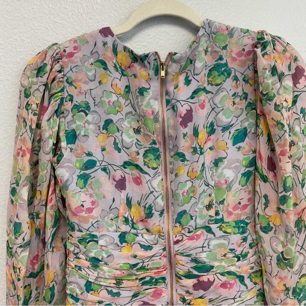 Amur Silk Floral Print Ruched Waist Long Sleeve T… - image 8