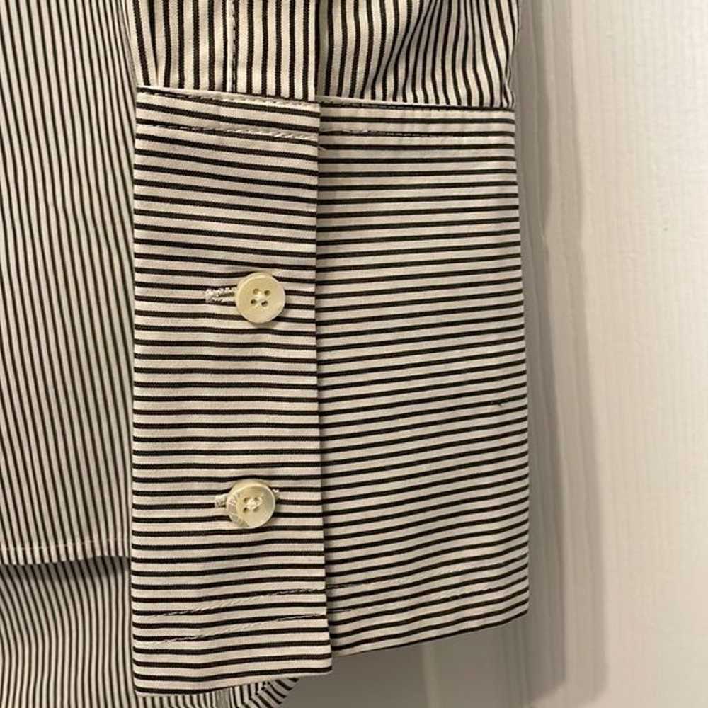 Frame Pleated Pinstripe Clean Collar Button Down … - image 7