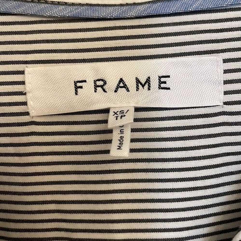 Frame Pleated Pinstripe Clean Collar Button Down … - image 8